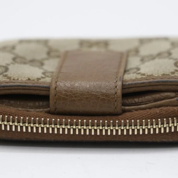 Gucci Beige/Brown GG Canvas and Leather Emblem Zip Mini Wallet - Picture 9 of 13